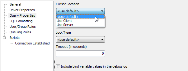 This image shows the Edit ADO Connection dialog with the Cursor Location selected.